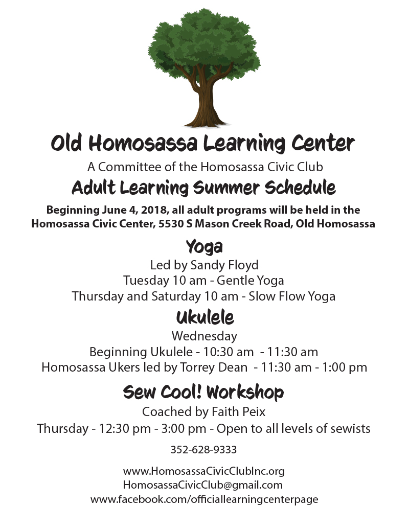 OHLC Adult Learning Summer Schedule